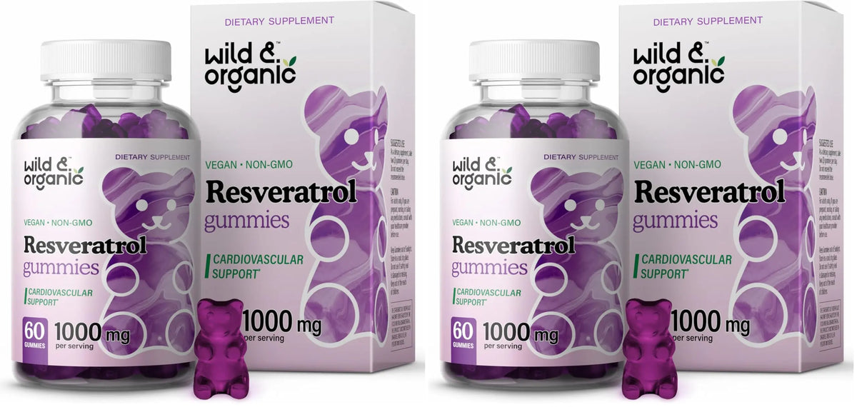 Wild & Organic Resveratrol Gummies 1000mg | Trans-Resveratrol for Antioxidant, Brain & Immune Support (Pack of 2) BritishVita | Premium UK Vitamins & Wellness Supplements