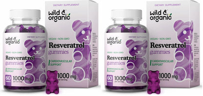 Wild & Organic Resveratrol Gummies 1000mg | Trans-Resveratrol for Antioxidant, Brain & Immune Support (Pack of 2) BritishVita | Premium UK Vitamins & Wellness Supplements