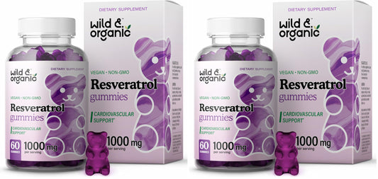 Wild & Organic Resveratrol Gummies 1000mg | Trans-Resveratrol for Antioxidant, Brain & Immune Support (Pack of 2) BritishVita | Premium UK Vitamins & Wellness Supplements