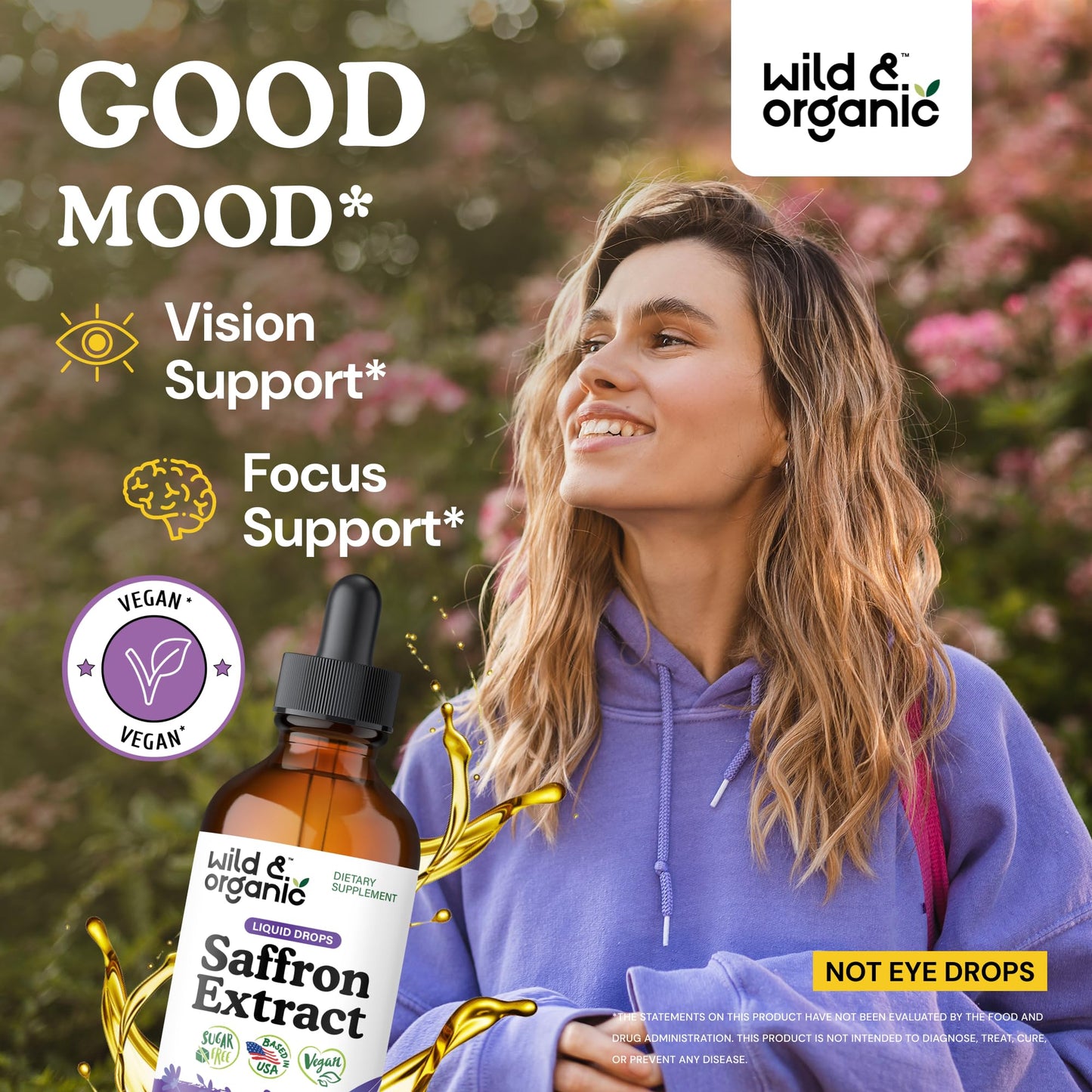 Wild & Organic Saffron Tincture – 88.5 mg per serving (4 oz) – Vegan, Alcohol & Sugar-Free