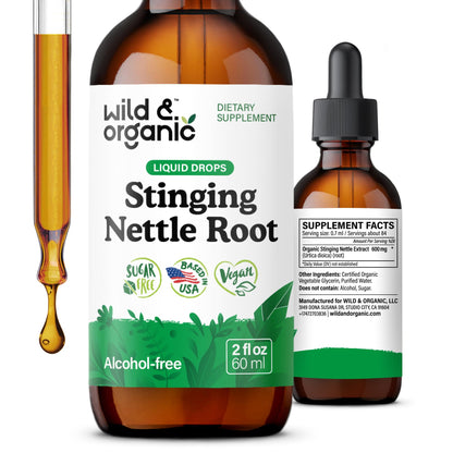 Wild & Organic Stinging Nettle Root Drops - 2 fl oz | Vegan, Alcohol-Free
