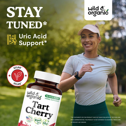 Wild & Organic Tart Cherry Capsules 600 mg – Uric Acid Support – 90 Day Supply – Vegan, Non-GMO