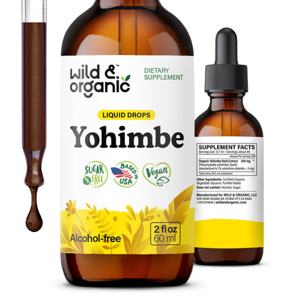 Wild & Organic Yohimbe Drops - 5 mg Yohimbine, Vegan & Alcohol-Free, 2 fl oz