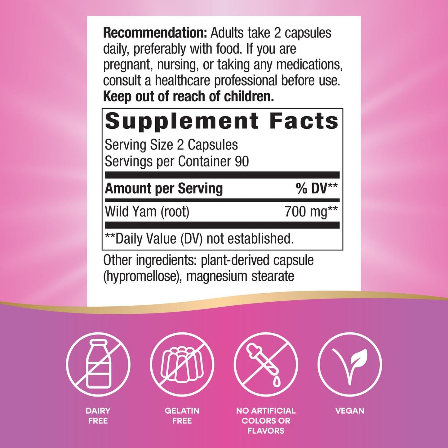 Nature's Way Wild Yam Root – Women's Health Support, 700 mg per 2-Capsule Serving, 180 Vegan Capsules