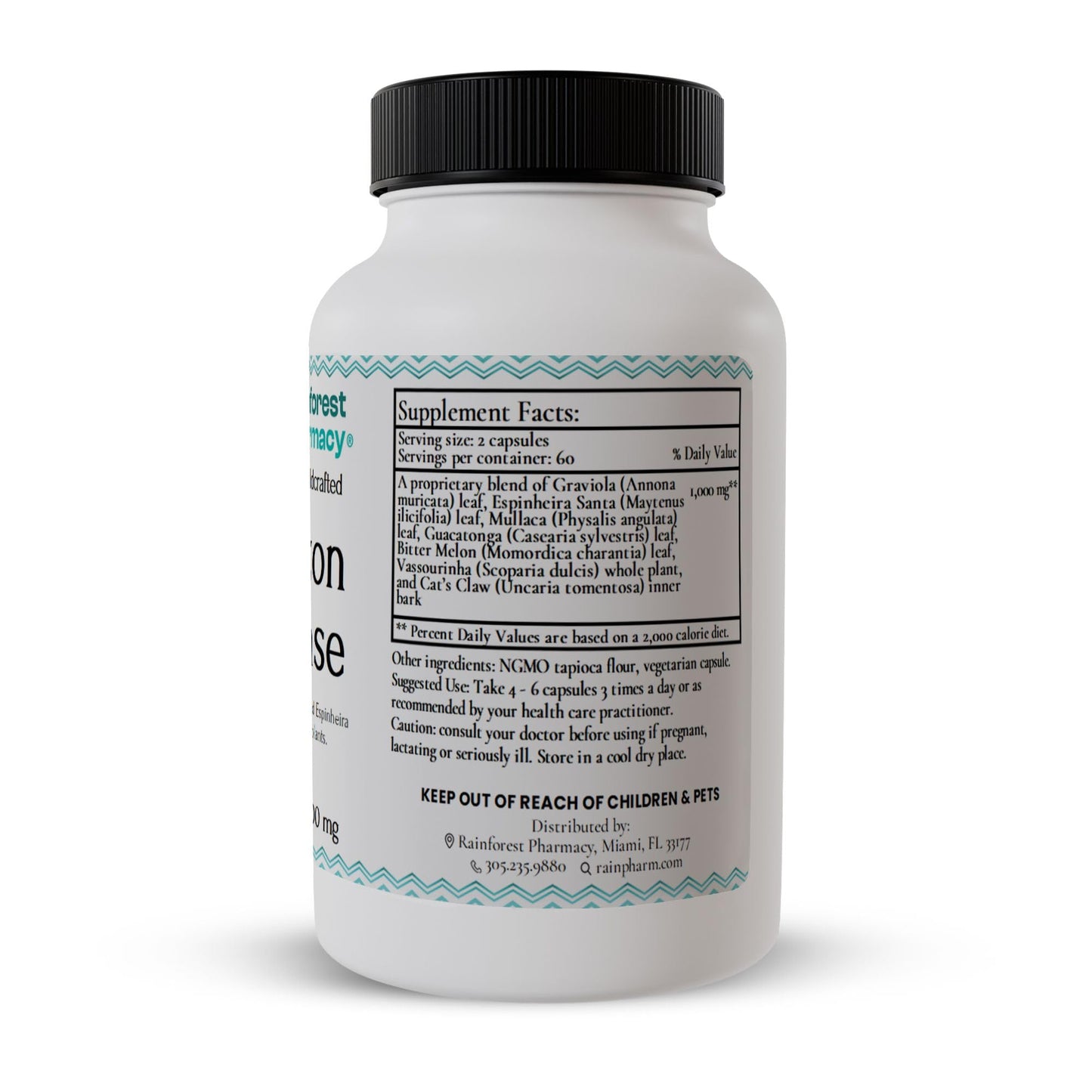 Rainforest Pharmacy N-Tense Soursop Graviola Capsules 500mg – 120 Vegetarian Capsules