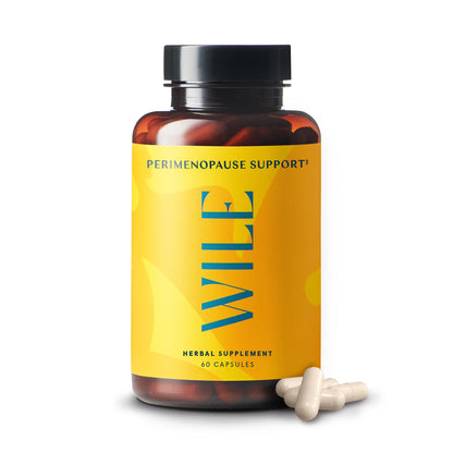 WILE Menopause & Perimenopause Supplements with Ashwagandha — Sleep, Hot Flashes & Stress Support | Vegan, 30 Servings