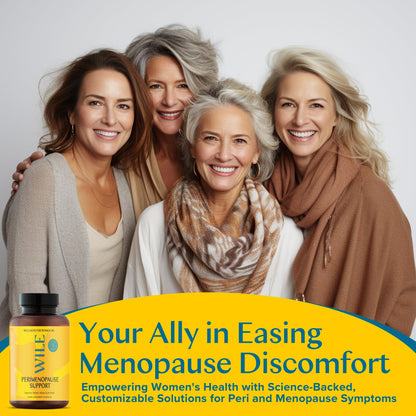WILE Menopause & Perimenopause Supplements with Ashwagandha — Sleep, Hot Flashes & Stress Support | Vegan, 30 Servings