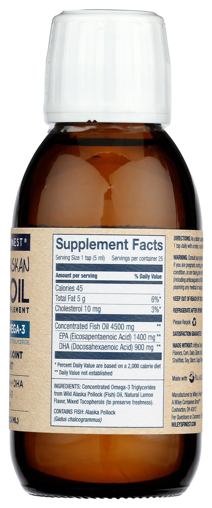 Wiley’s Finest Wild Alaskan Fish Oil Peak Omega-3 – Lemon Flavor, 2300mg EPA/DHA, 4.23 oz