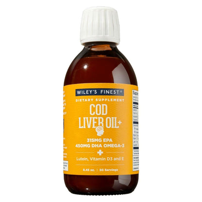 Wiley's Finest Cod Liver Oil - Orange Flavored Omega-3 Supplement | 765mg Omega-3s | 8.45 oz | 50 Servings