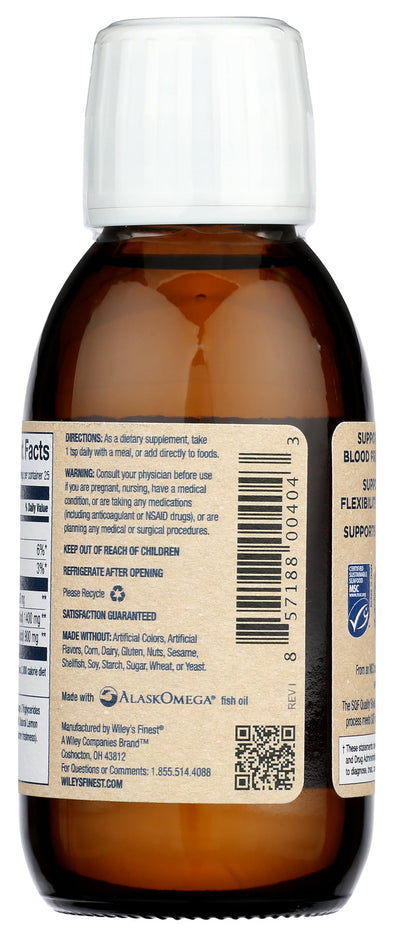 Wiley’s Finest Wild Alaskan Fish Oil Peak Omega-3 – Lemon Flavor, 2300mg EPA/DHA, 4.23 oz