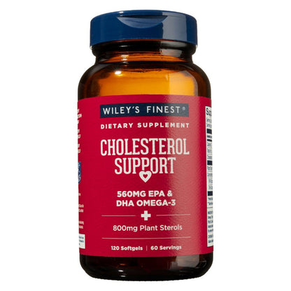 Wiley's Finest Wild Alaskan Fish Oil Cholesterol Support — Heart Health, 560mg Omega-3s, 120 Softgels
