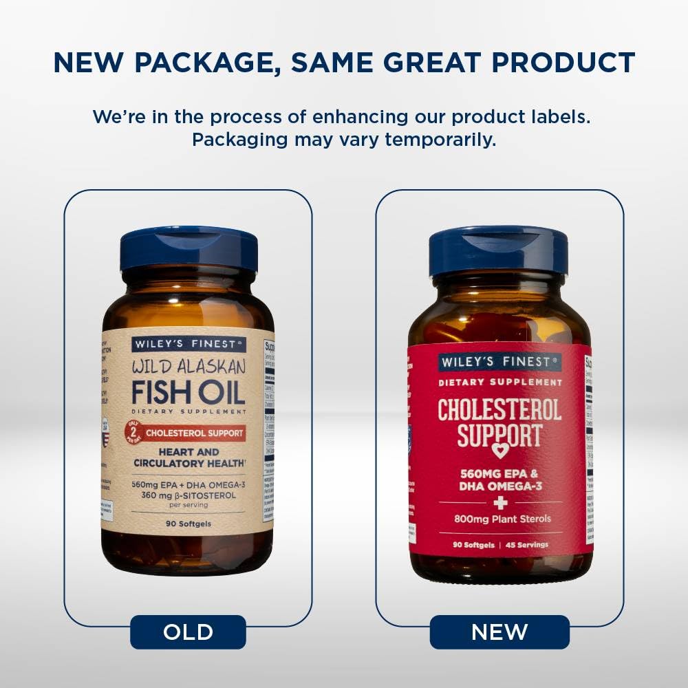 Wiley's Finest Wild Alaskan Fish Oil - Heart Health, 560mg Omega-3s, 90 Softgels