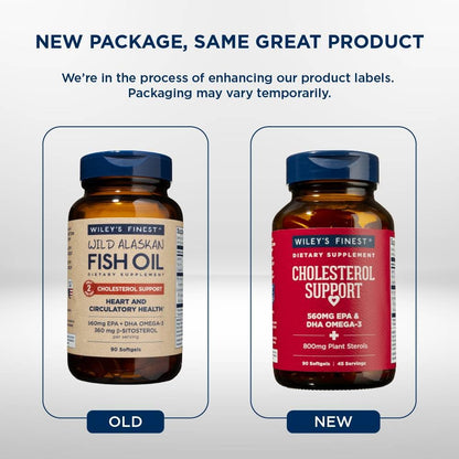 Wiley's Finest Wild Alaskan Fish Oil - Heart Health, 560mg Omega-3s, 90 Softgels