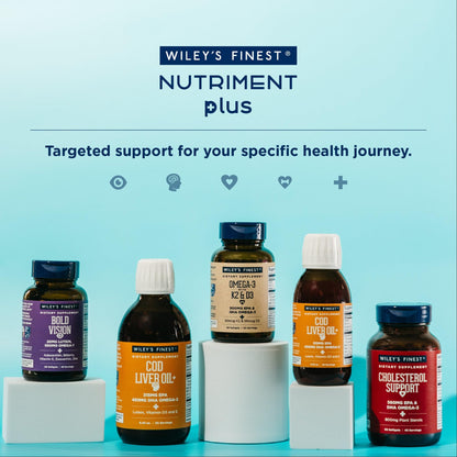 Wiley's Finest Wild Alaskan Fish Oil Cholesterol Support — Heart Health, 560mg Omega-3s, 120 Softgels
