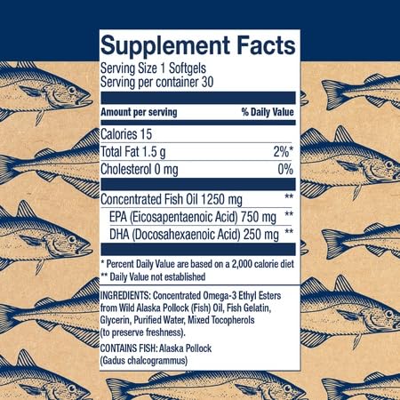 Wiley's Finest Wild Alaskan Fish Oil Peak EPA - 1000mg Omega-3s, 30 Softgels