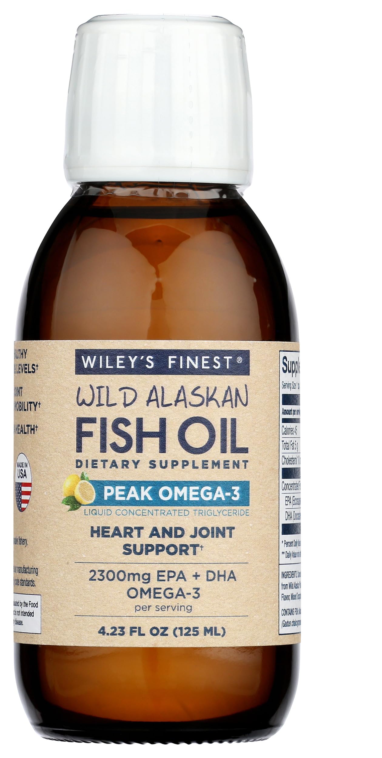 Wiley’s Finest Wild Alaskan Fish Oil Peak Omega-3 – Lemon Flavor, 2300mg EPA/DHA, 4.23 oz
