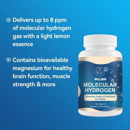 Willbin 150ct Hydrogen Water Tablets - 8ppm Fast-Dissolving, Vegan & Non-GMO