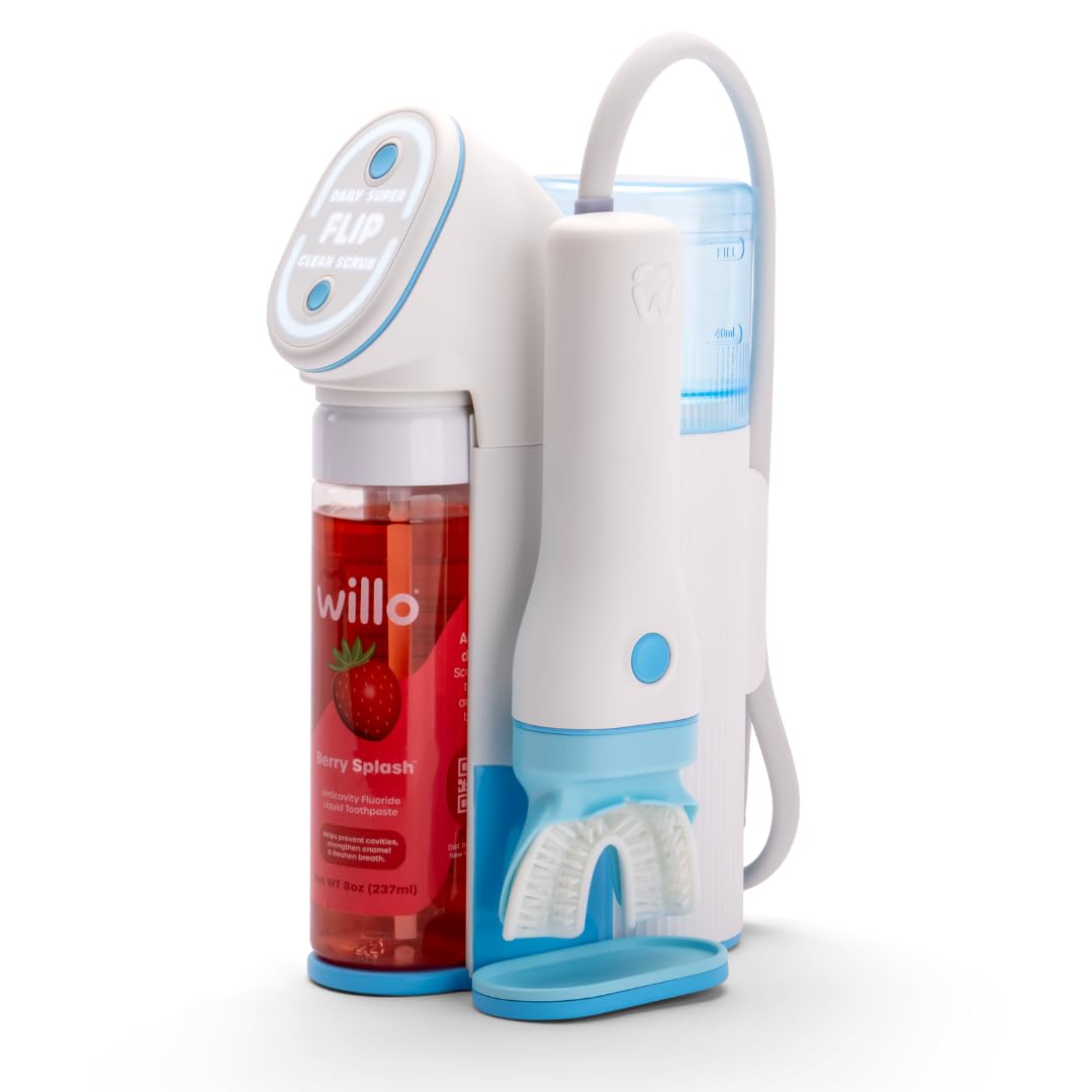 Willo Fully Automatic Kids U-Shaped Electric Toothbrush – Berry Splash (Small, Ages 5-7)