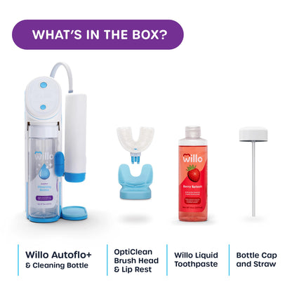 Willo Fully Automatic Kids U-Shaped Electric Toothbrush – Berry Splash (Small, Ages 5-7)