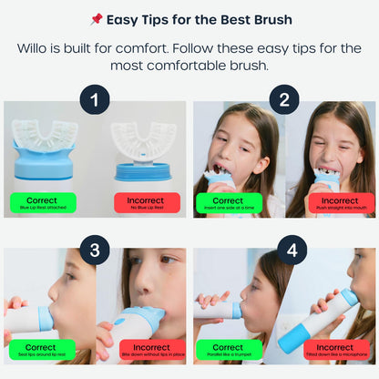 Willo BrushBot Kids U-Shaped Toothbrush Starter Kit – Rechargeable Smart Electric Toothbrush (Ages 5-7) with App
