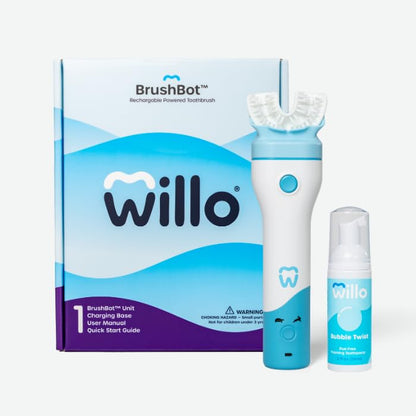 Willo BrushBot Kids U-Shaped Toothbrush Starter Kit – Rechargeable Smart Electric Toothbrush (Ages 5-7) with App