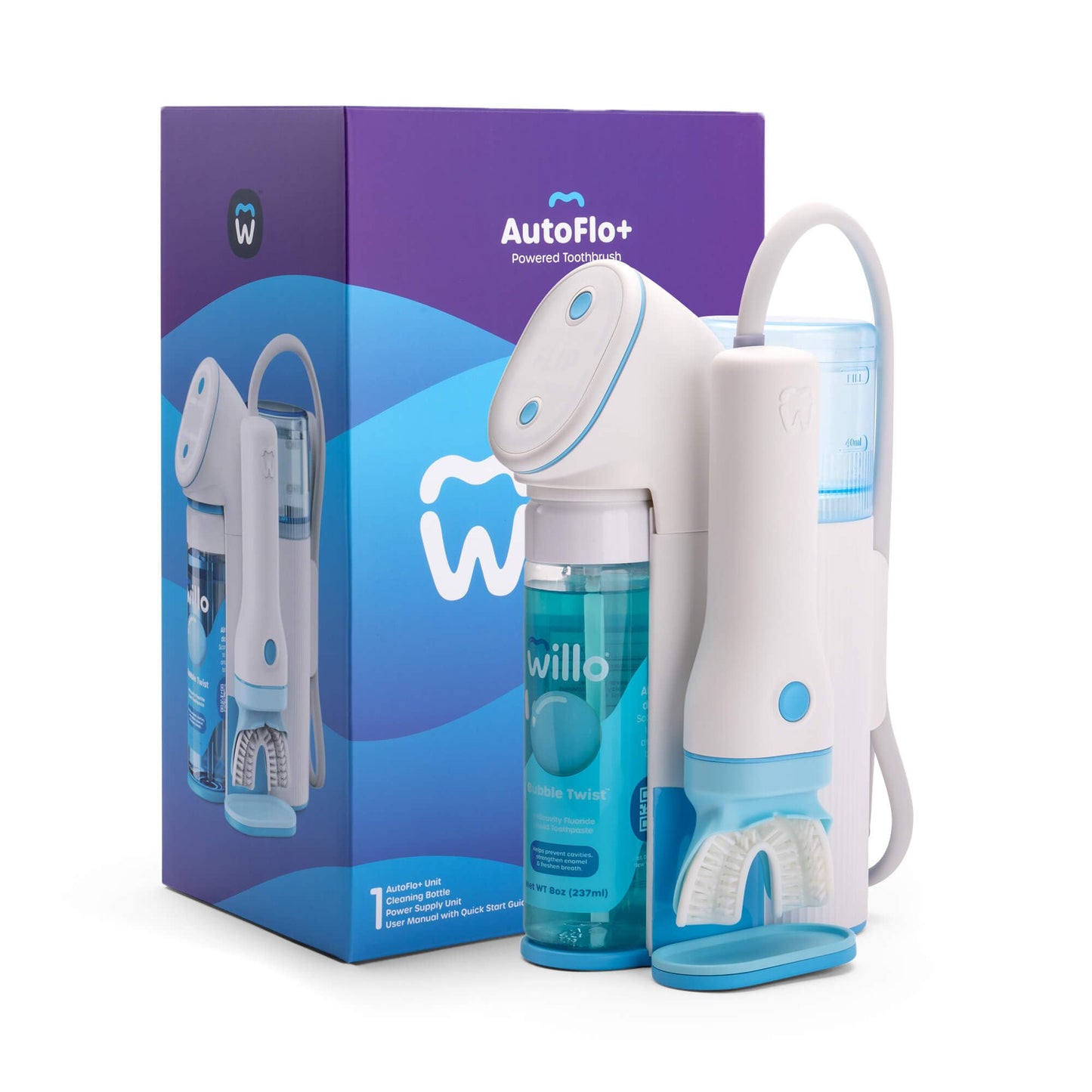 Willo Fully Automatic Kids U-Shaped Electric Toothbrush - Bubble Twist (Medium, Ages 8-11) | 2 Timers, Deep-Cleans, Consistent Results