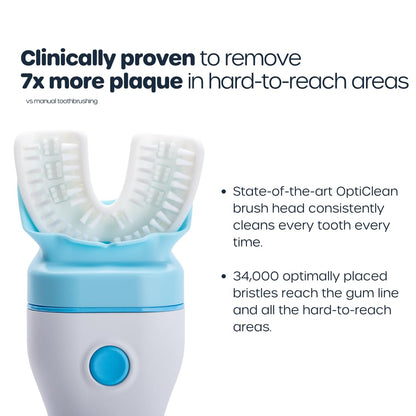 Willo Fully Automatic Kids U-Shaped Electric Toothbrush – 2 Timers, Deep-Cleans, Consistent Results | Bubble Twist Small (Ages 5-7)