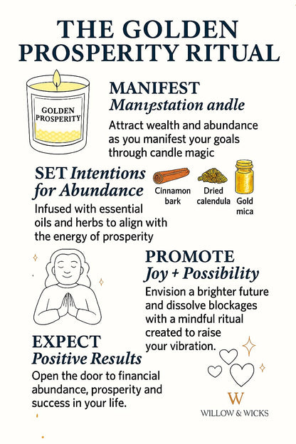 Golden Prosperity Candle Ritual Kit – 8oz Soy Candle by Willow & Wicks