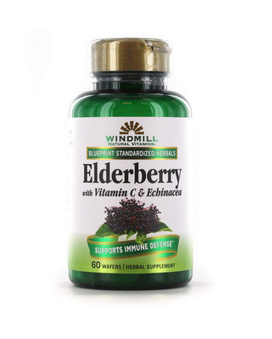 Windmill Elderberry Capsules with Vitamin C & Echinacea – 60 Count BritishVita | Premium UK Vitamins & Wellness Supplements