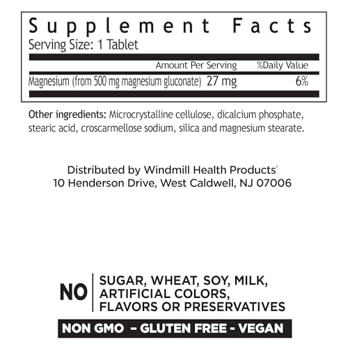 Magnesium Gluconate 500 mg - 90 Tablets | Windmill