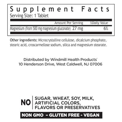 Magnesium Gluconate 500 mg - 90 Tablets | Windmill