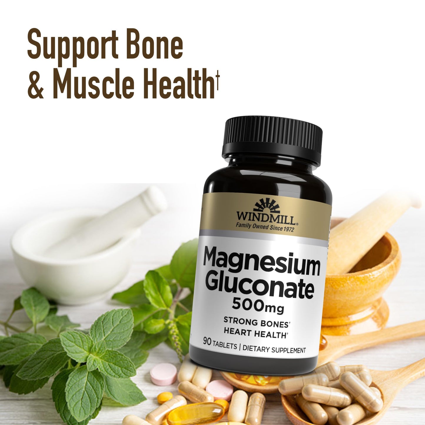 Magnesium Gluconate 500 mg - 90 Tablets | Windmill