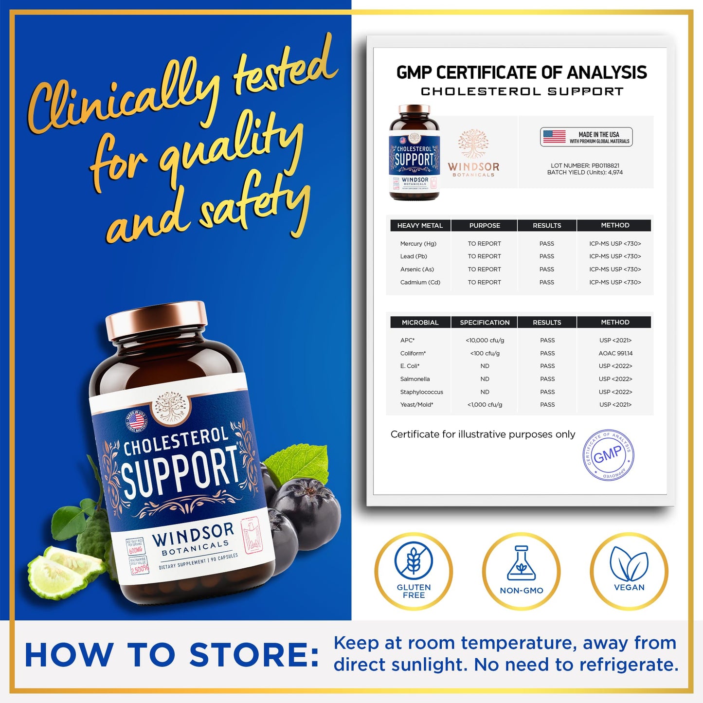 Windsor Botanicals Cholesterol Supplement – Bergamot, Berberine & Niacin | 90 Vegan Capsules