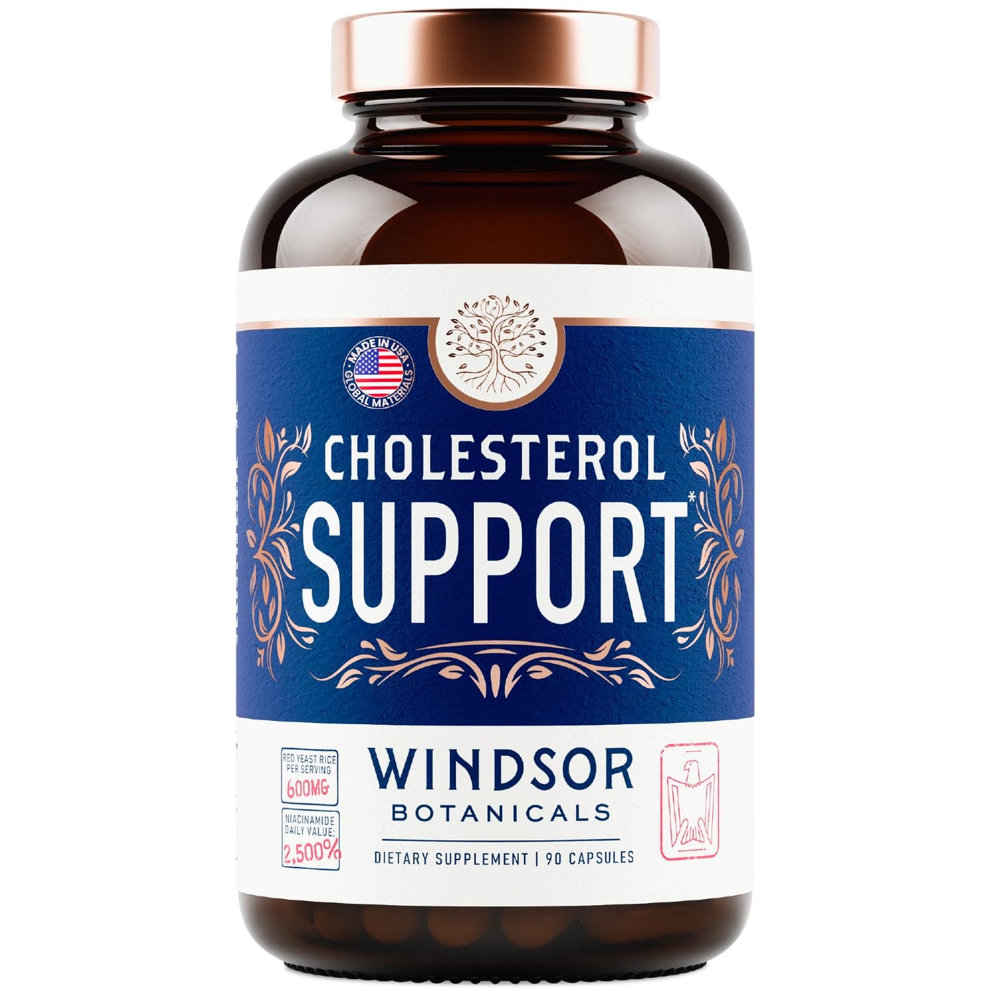 Windsor Botanicals Cholesterol Supplement – Bergamot, Berberine & Niacin | 90 Vegan Capsules