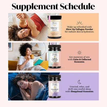Winged Wellness Calm & Collected Gummies – Stress Support (KSM-66, L-Theanine, GABA) – Vegan & Gluten-Free Raspberry 42 Count