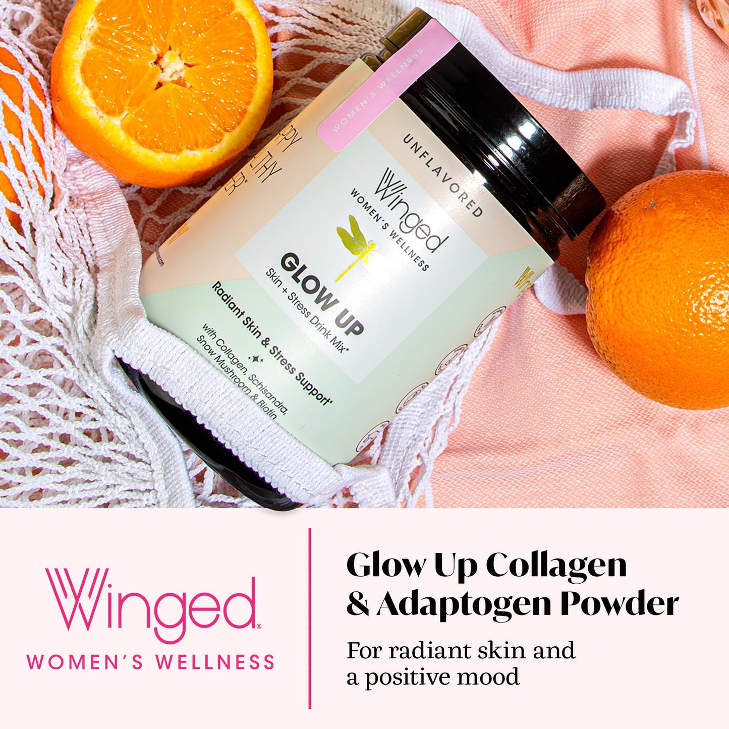 Winged Wellness Glow Up – Collagen Powder for Women | Hair, Skin & Nails
