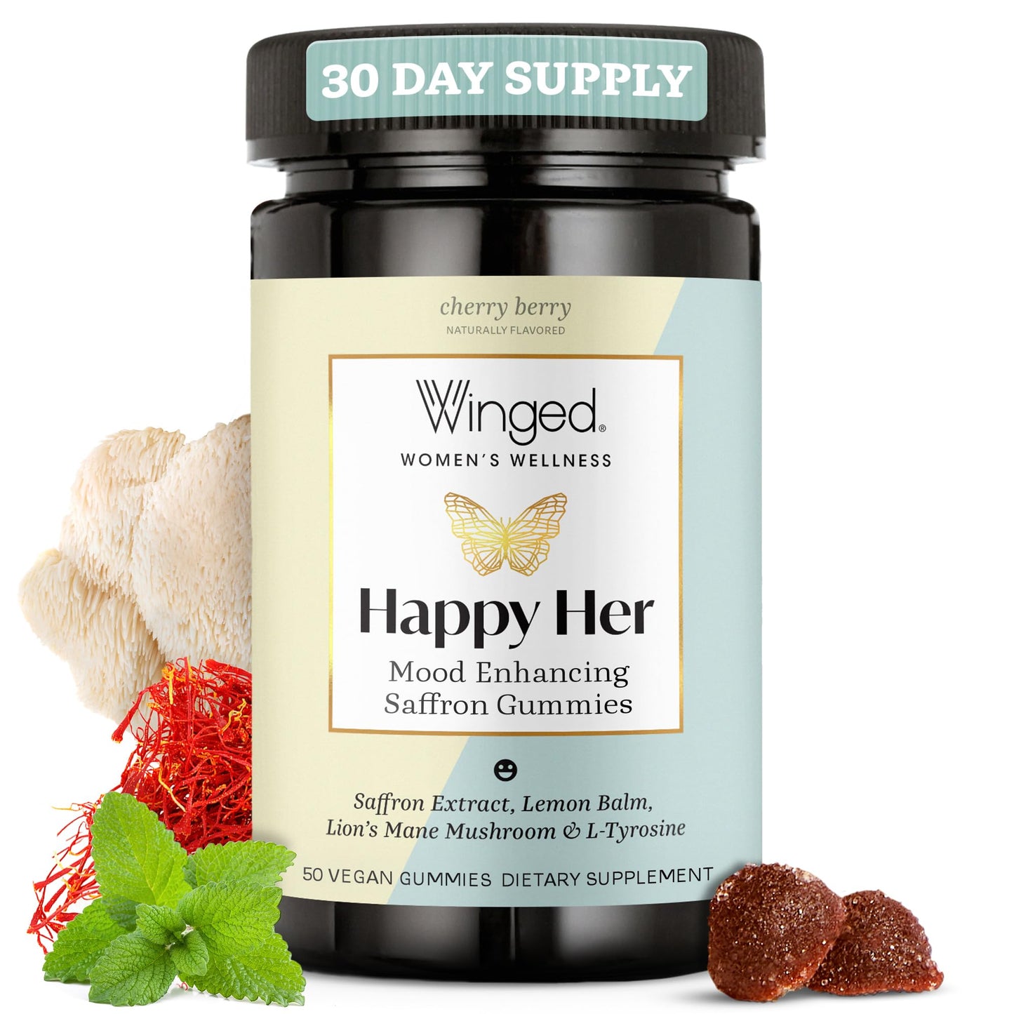 Winged Wellness Happy Her Mood Gummies - Vegan Mood Support for Women