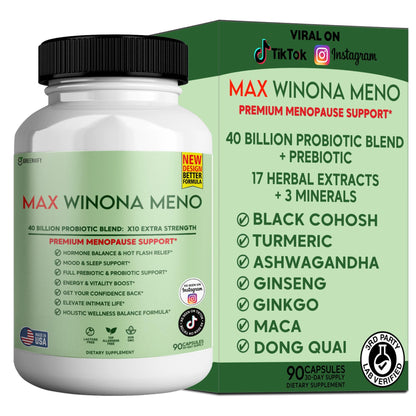 Winona Max Premium Menopause Support — 40B CFU Probiotic, 90 Capsules
