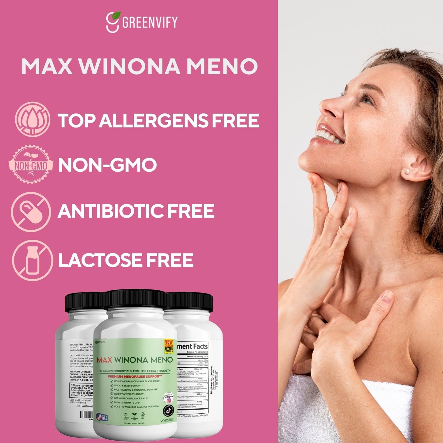 Winona Max Premium Menopause Support — 40B CFU Probiotic, 90 Capsules