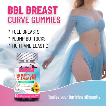 Wins Town BBL Chest Curve Gummies – Breast & Buttock Lift Supplements, Larger, Firming & Lifting, 60 Count