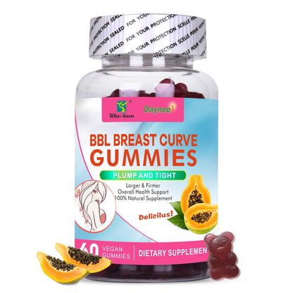Wins Town BBL Chest Curve Gummies – Breast & Buttock Lift Supplements, Larger, Firming & Lifting, 60 Count