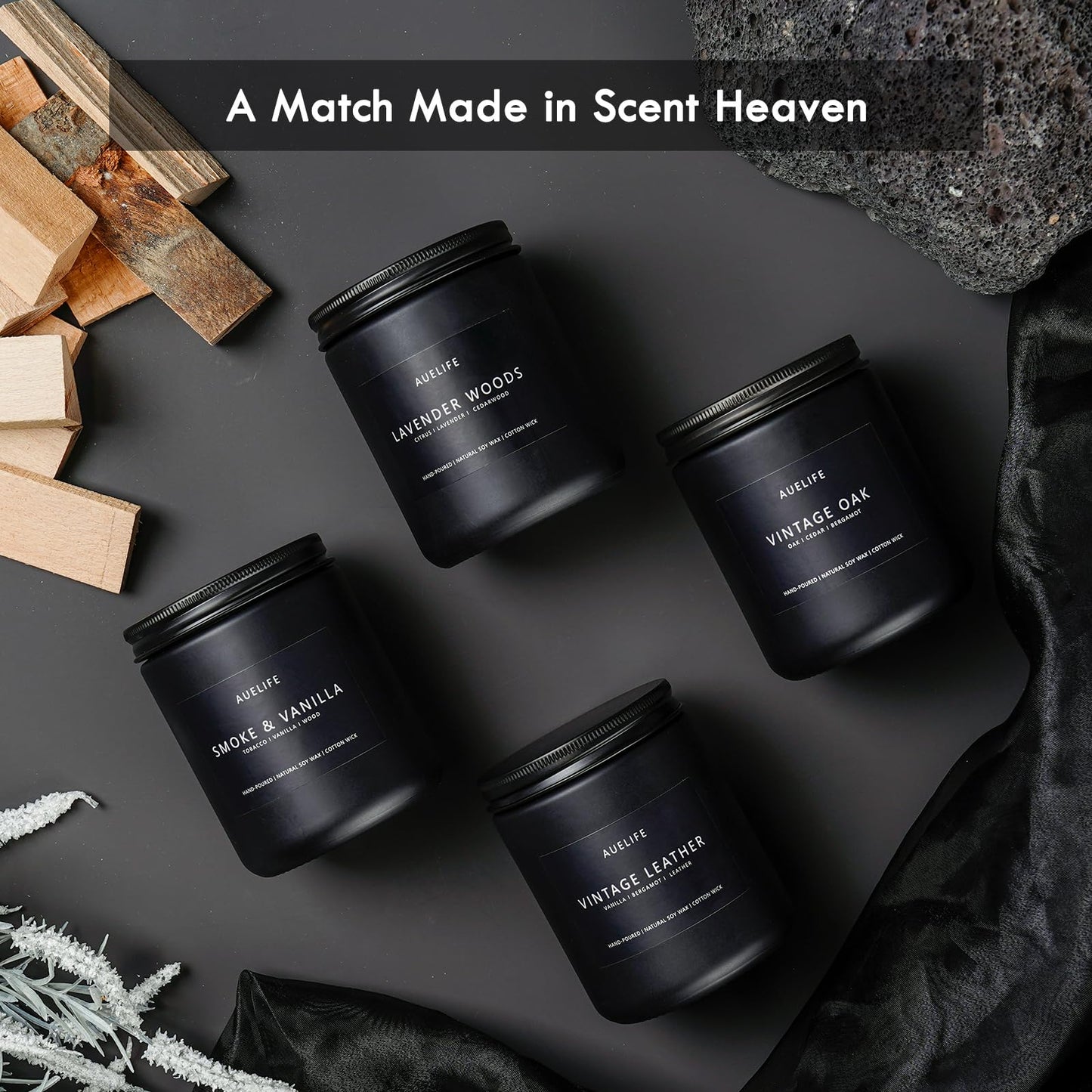 Winter Candle Gift Set for Men – 4 Pack Soy Candles (Cedar Oakmoss, Pine & Clove)