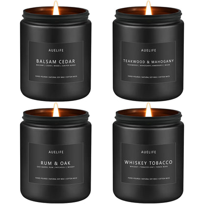 Winter Candle Gift Set for Men – 4 Soy Candles – Masculine Scents