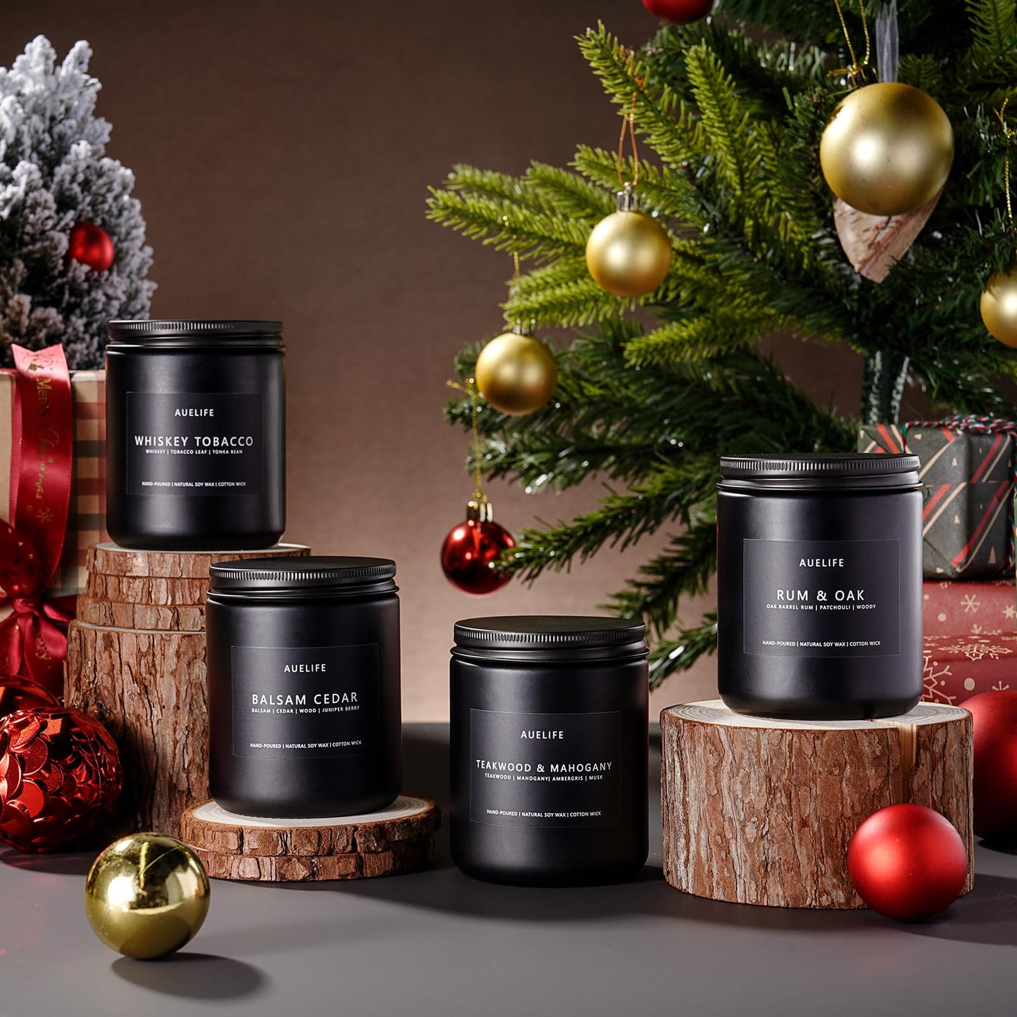 Winter Candle Gift Set for Men – 4 Soy Candles – Masculine Scents