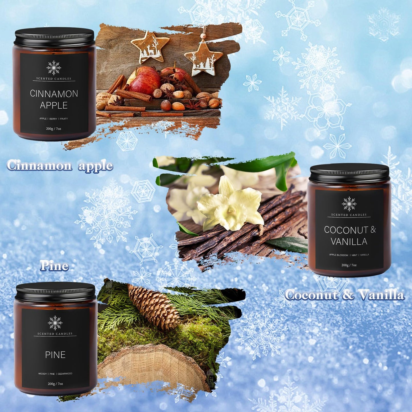 6 Pack Winter Aromatherapy Candles – 42oz, 300 Hours, Gift for Women & Men