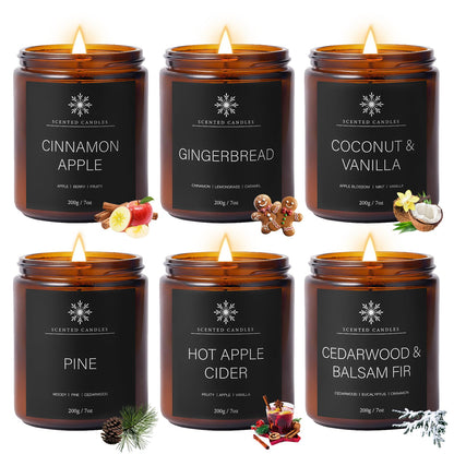 6 Pack Winter Aromatherapy Candles – 42oz, 300 Hours, Gift for Women & Men