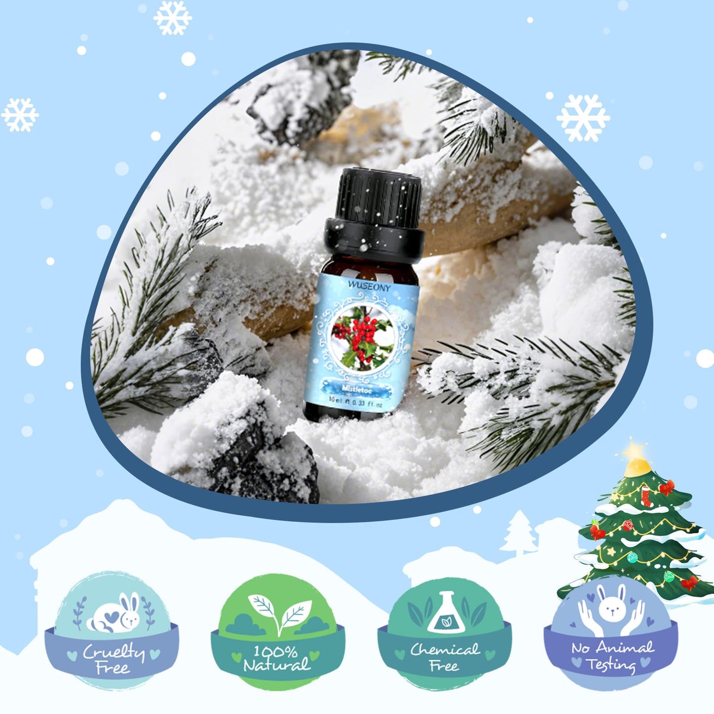 Winter Essential Oil Set – 6 Festive Scents for Diffusers & Gifts | Wreath, Gingerbread, Peppermint
