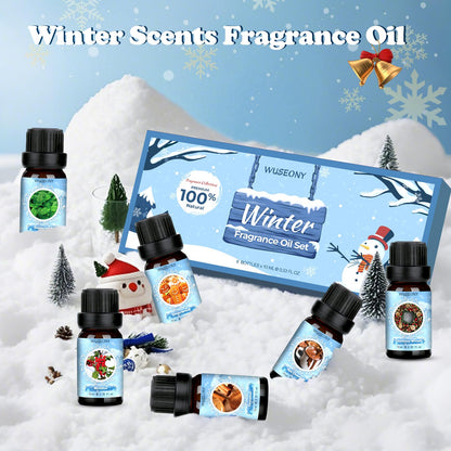 Winter Essential Oil Set – 6 Festive Scents for Diffusers & Gifts | Wreath, Gingerbread, Peppermint