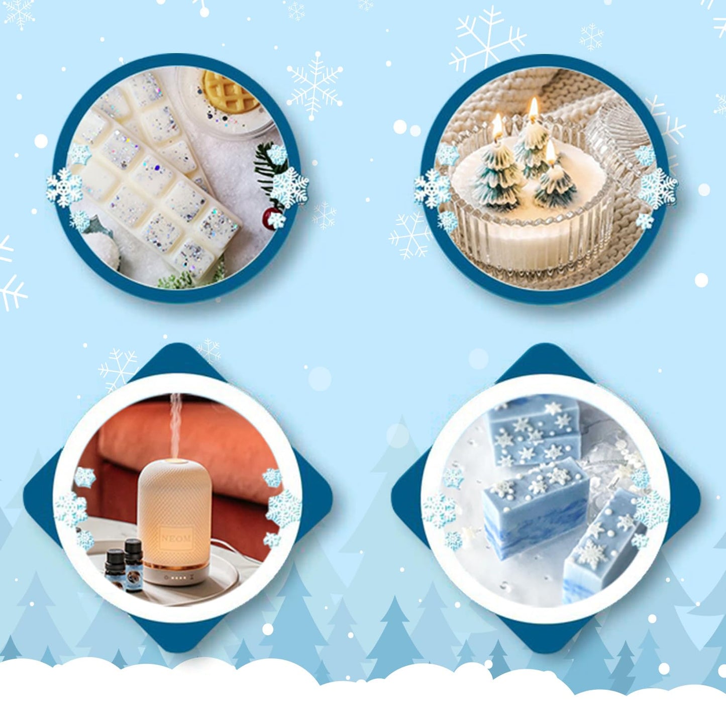 Winter Essential Oil Set – 6 Festive Scents for Diffusers & Gifts | Wreath, Gingerbread, Peppermint