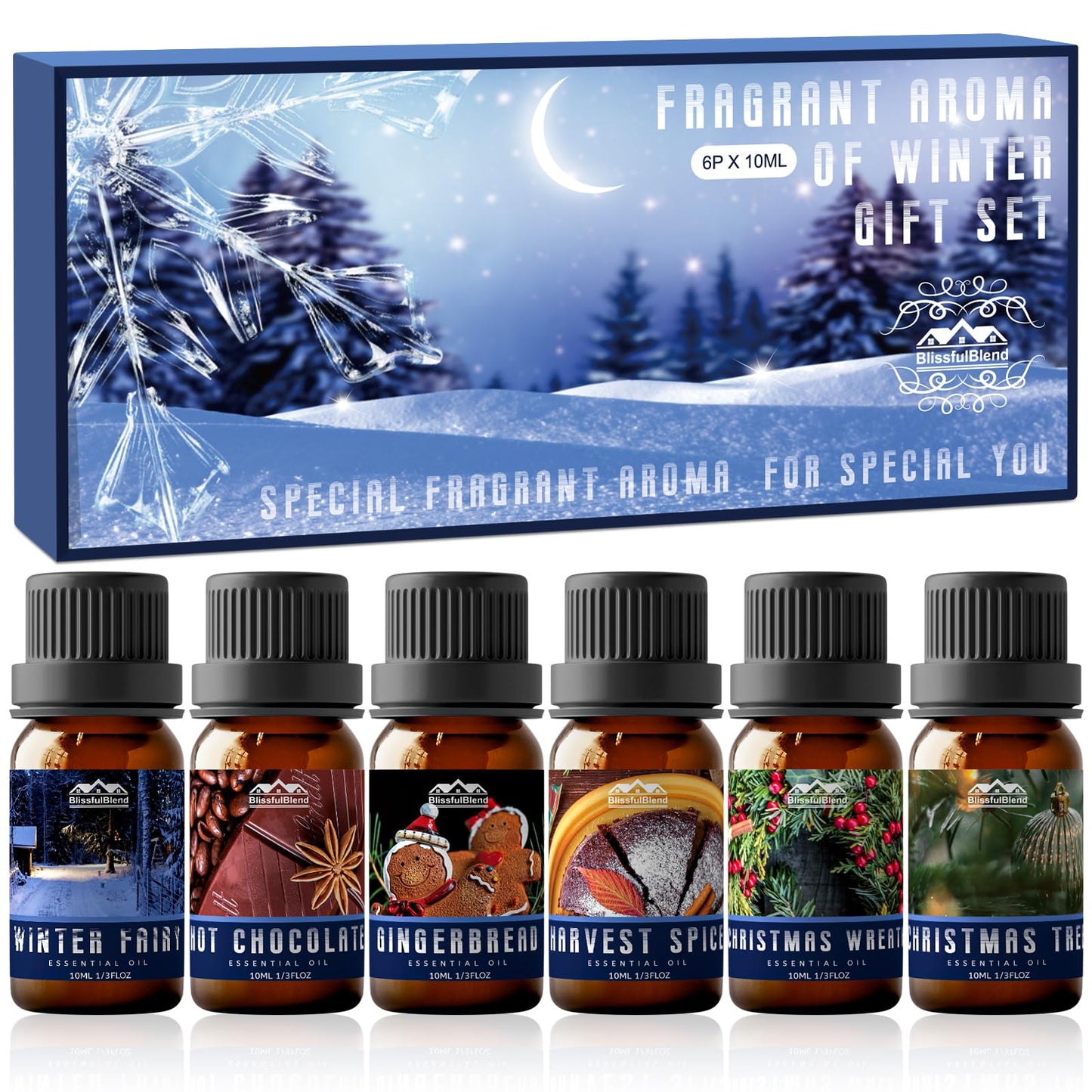 Winter Essential Oils Gifts Set - 6 x 10ml | Home & Car Care, DIY Candle & Soap Making | Christmas Gift